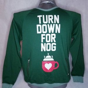 Doe Large Turn Down For Nog Green Sweatshirt Zippe